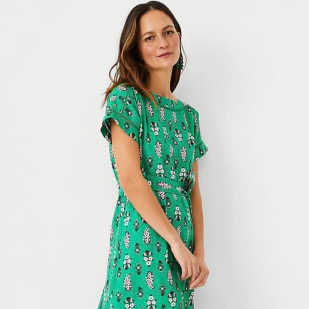 Ann Taylor Green Linen Blend Dress